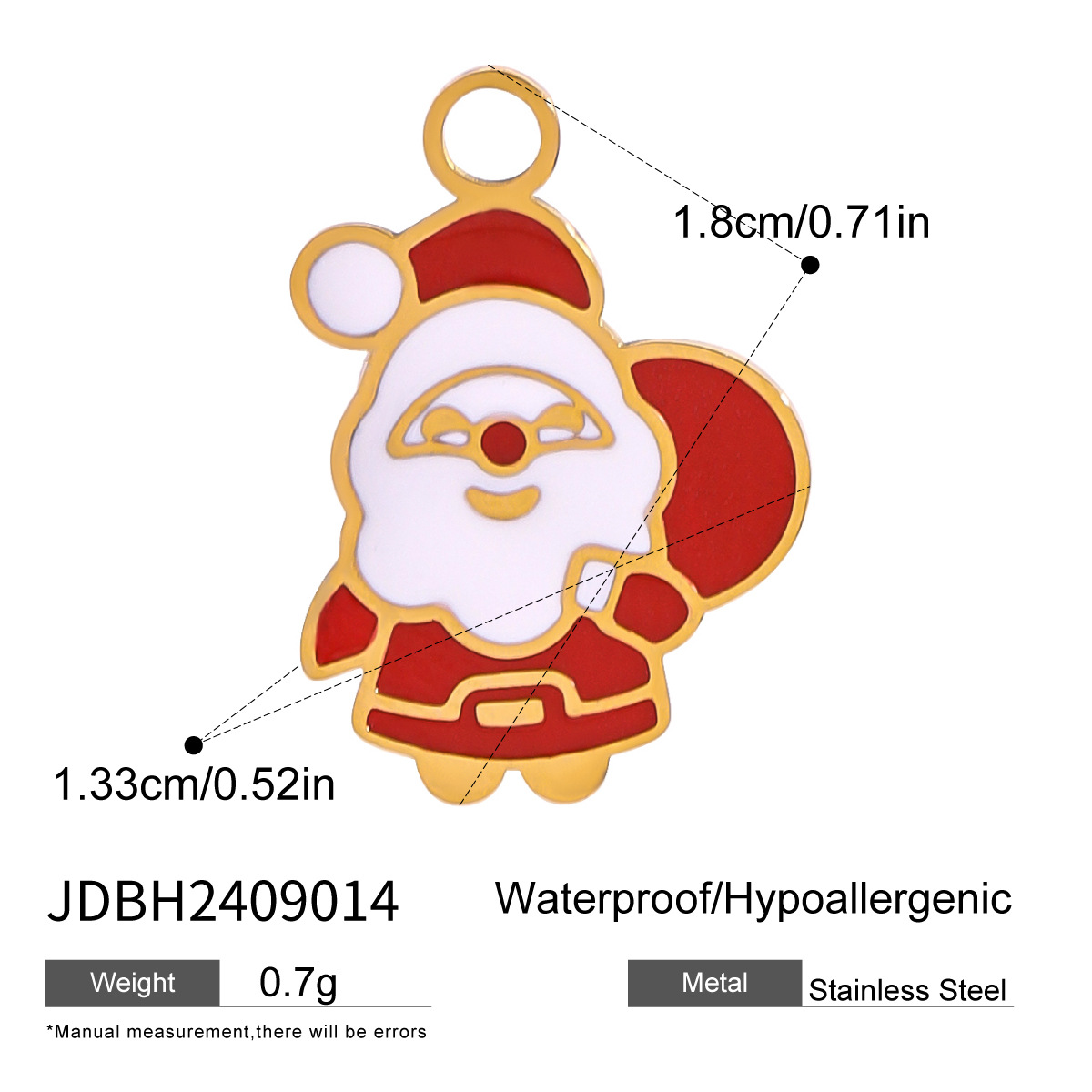 Red / 1 Piece Ethnic Classic Style Christmas Cartoon Santa Claus Shape Stainless Steel  Gold Color Women's Pendant Picture13